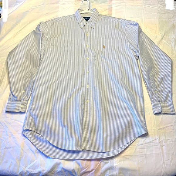 Ralph Lauren BLAKE long sleeve button down shirt, men's size L cotton green type Vintage Second Hand